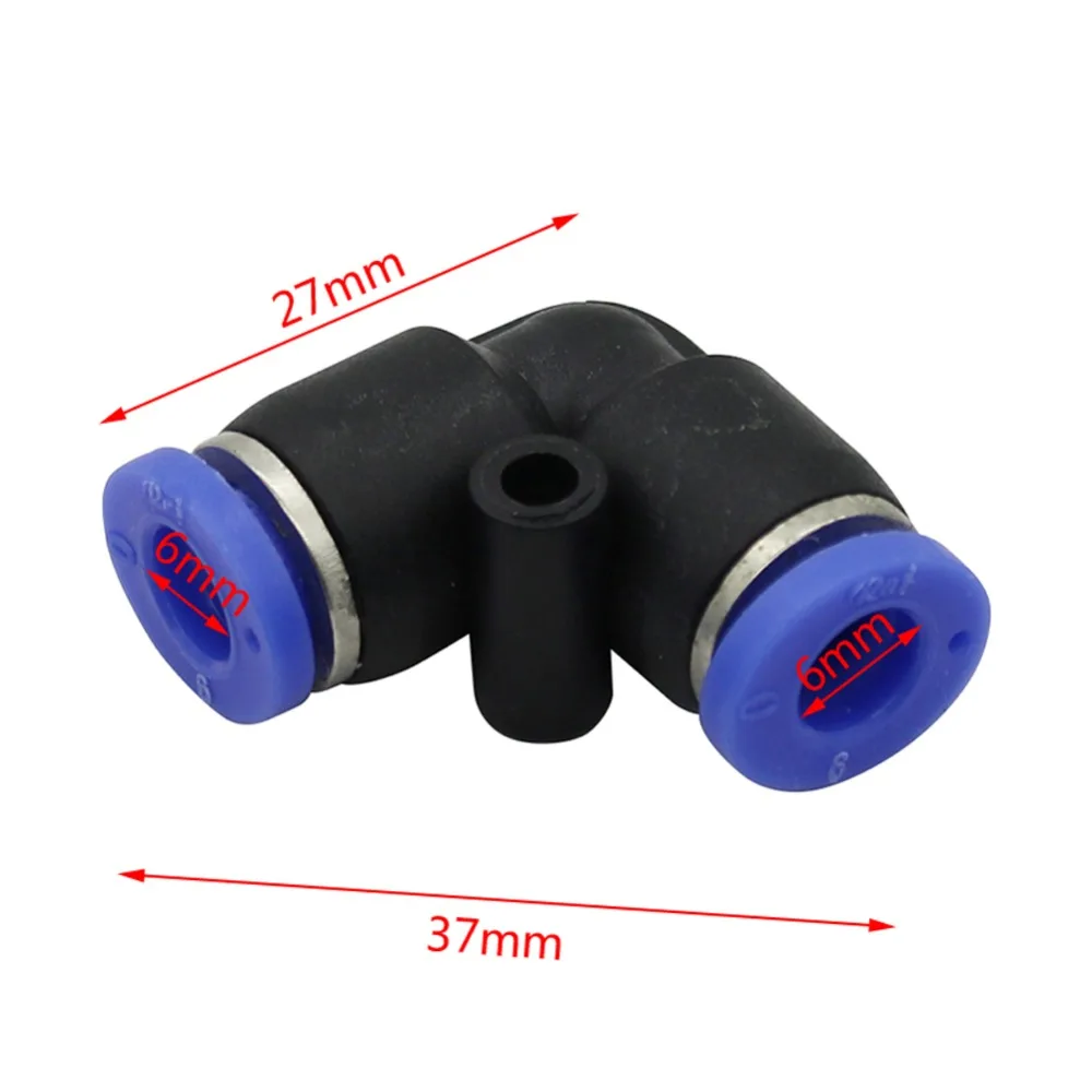 50pcs 6mm L Type Quick Connecting 90 Degree Butt Quick Connectors Pneumatic Pipe Fittings Low Pressure Mist Cooling Nozzle Tool