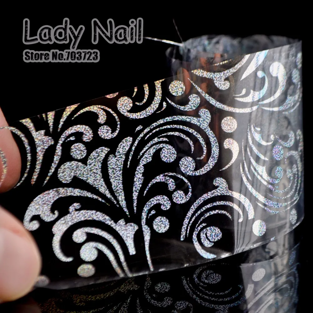 2016 New Nail Glue Sticker Transfer Film DIY Nails Tools Decorations Laser Silver Sparkly Fountain Spring Spray GL38