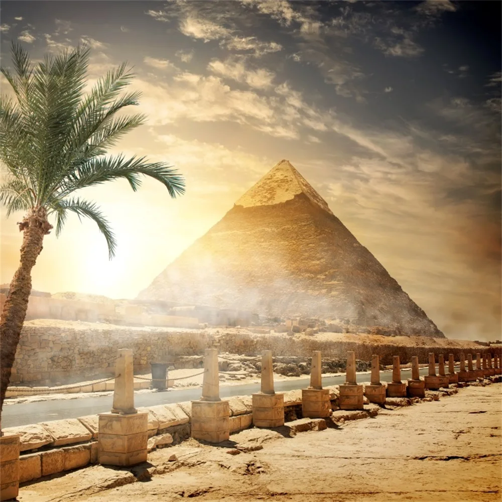 Laeacco Pyramid Egypt Desert Cloudy Sky Scenic Photocall Photography Backgrounds Photographic Backdrops For Photo Studio