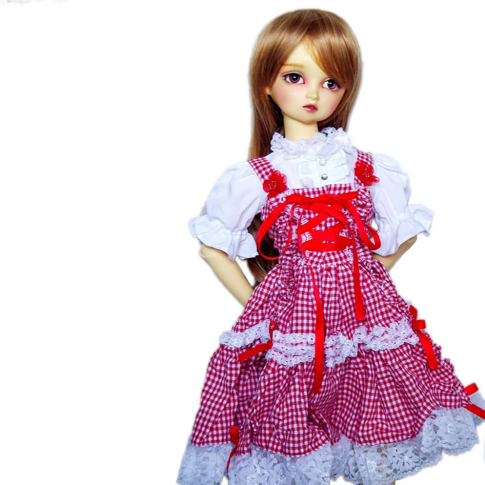 [wamami] 144# Red Plaid Dress/Shirt/Suit For 1/4 MSD 1/3 SD DZ AOD BJD Doll