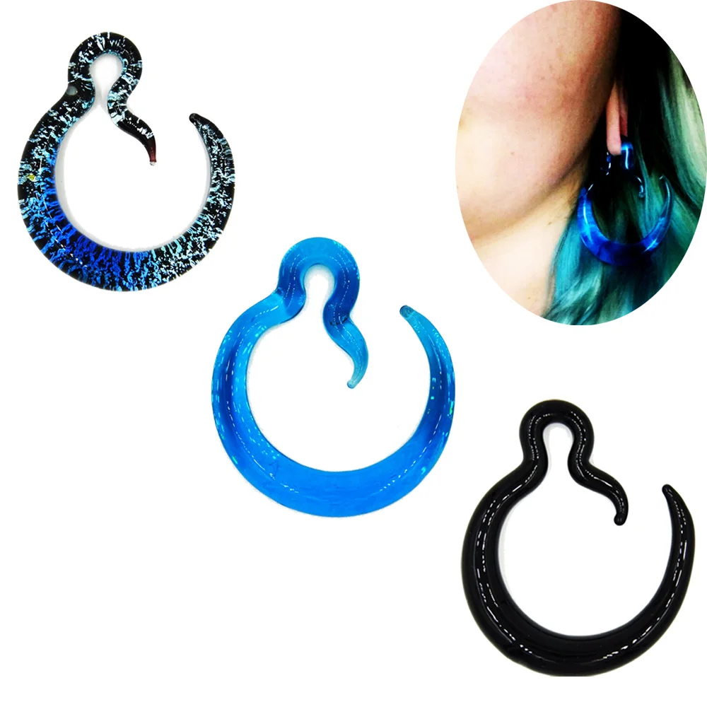 1Pair Pyrex Glass Ear Spiral Taper Ear Gauge Plug Earring Expander Weights Stretcher Piercing 6mm