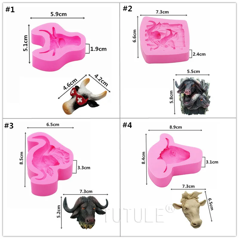 Niutou silicone mold,Rubber Flexible Food Safe Mould resin,  Polymer Clay,fondant,chocolates,3D Cute Cow Art Silicone Soap mold