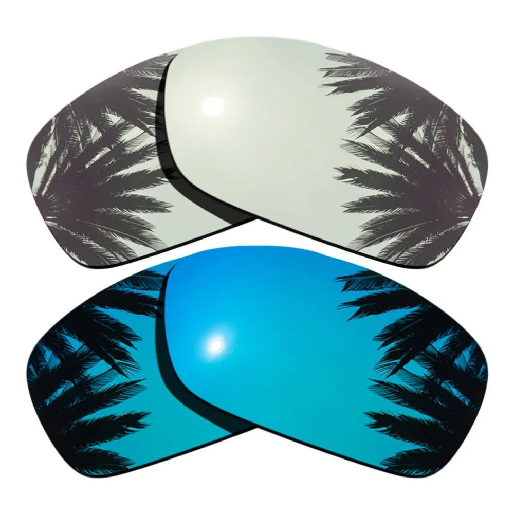 

(Silver Mirrored Coating+Ice Blue Mirrored Coating) 2-Pairs Polarized Replacement Lenses for Hijinx 100% UVA & UVB Protection