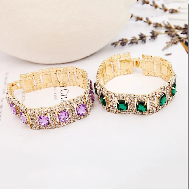 YFJEWE 2018 New Fashion Jewelry Manufacturers Selling Shiny Combination Rhine Stone Crystal Bracelet Women Wedding Gifts B021