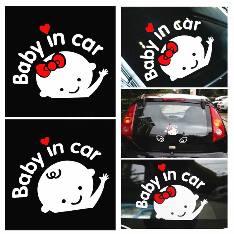 High Quality Funny Car styling 3D Cartoon Stickers Baby In Car Warning Car-Sticker Baby on Board Car Accessories