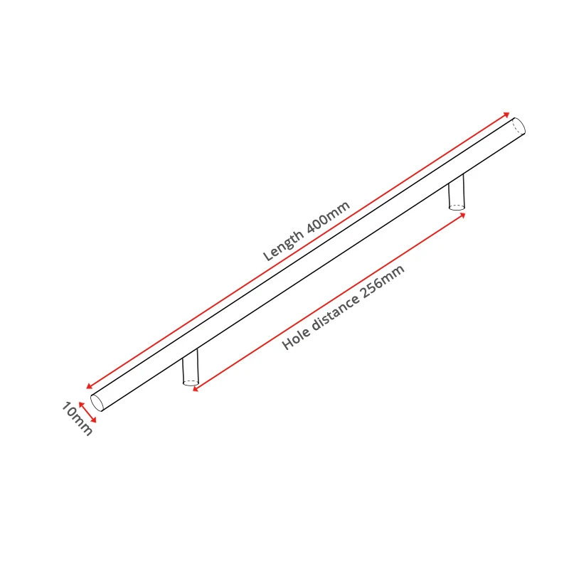 NAIERDI 2" ~ 24'' Edelstahl-Schrankgriffe, Durchmesser 10 mm, Küchentür, T-Stange, gerader Griff, Zugknöpfe, Möbelbeschläge