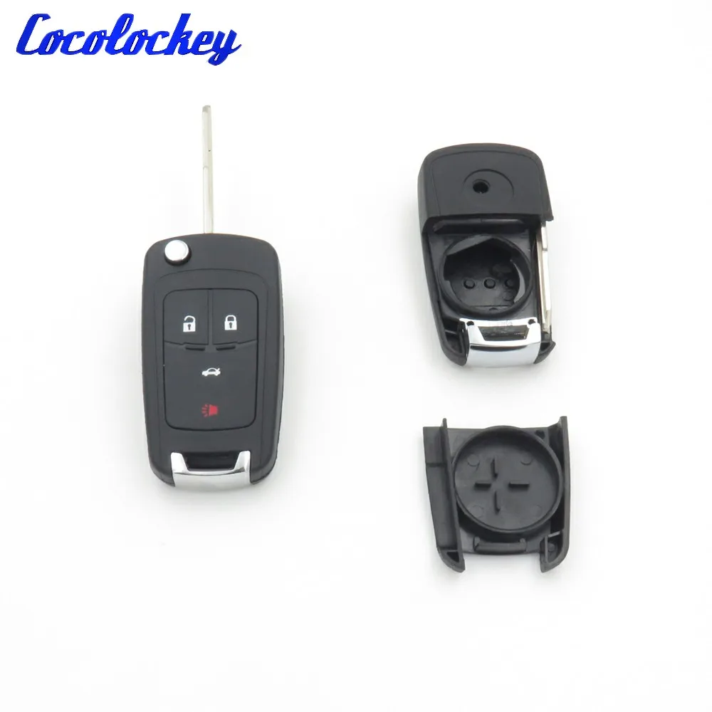 Cocolockey Flip Remote Car Key Shell Fit for CHEVROLET Spark Car Entry Folding Replacement Blank Key Fob 4Buttons 2012-2016year