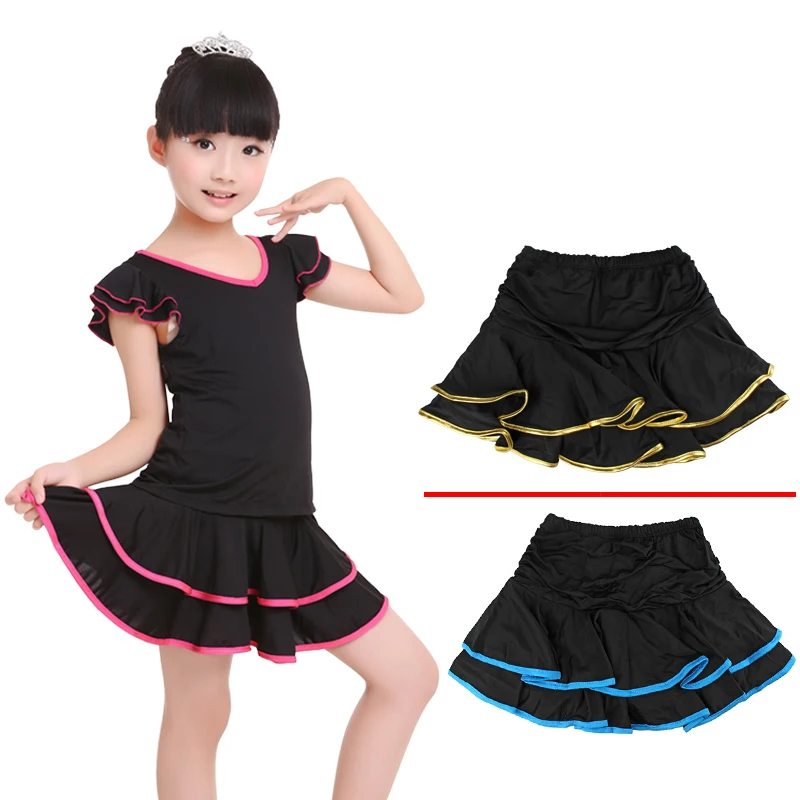 Girls Dance Skirt Latin Salsa Cha Cha Rumba Samba Modern Ballroom Skirts With Shorts 10 Colors