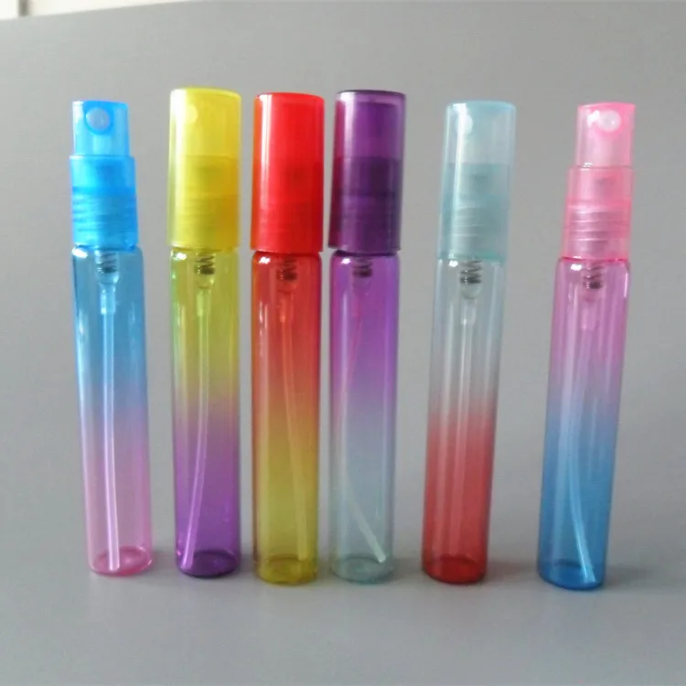 Free shipping 100pcs/lot 10ml 6Colors Mist Perfume Bottles Glass Empty Bottles Refilable Mini Spray Shade Bottles For Fragrance