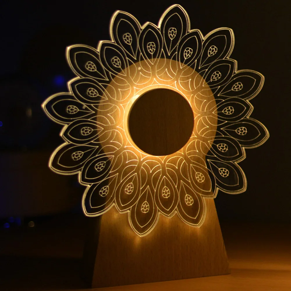 USB Power 3D Windmill Night Light Wooden Rotating Music Box Creative Gift Table Lamp Home Desktop Decoration