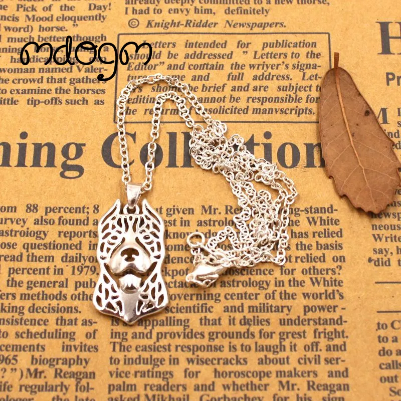 Cute American Pitbull Necklace Dog Animal Pendant Gold Silver Plated Jewelry For Women Female Girls Kids Ladies AKC N058