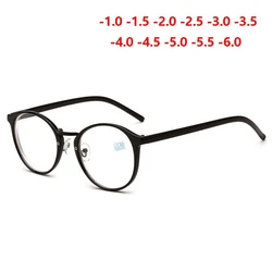 Retro Round Student Myopic Glasses With Degree Ultralight Men Women Minus Lens Prescription Eyeglasses 0 -1 -1.5 -2.0 To -6.0