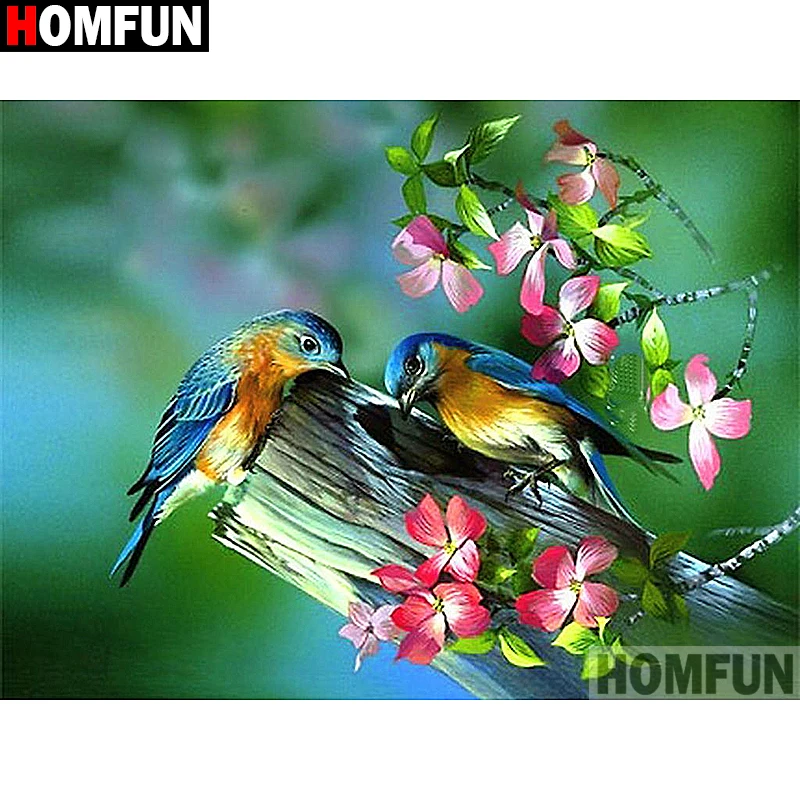 

HOMFUN Full Square/Round Drill 5D DIY Diamond Painting "Birds and flowers" Embroidery Cross Stitch 3D Home Decor Gift A13299