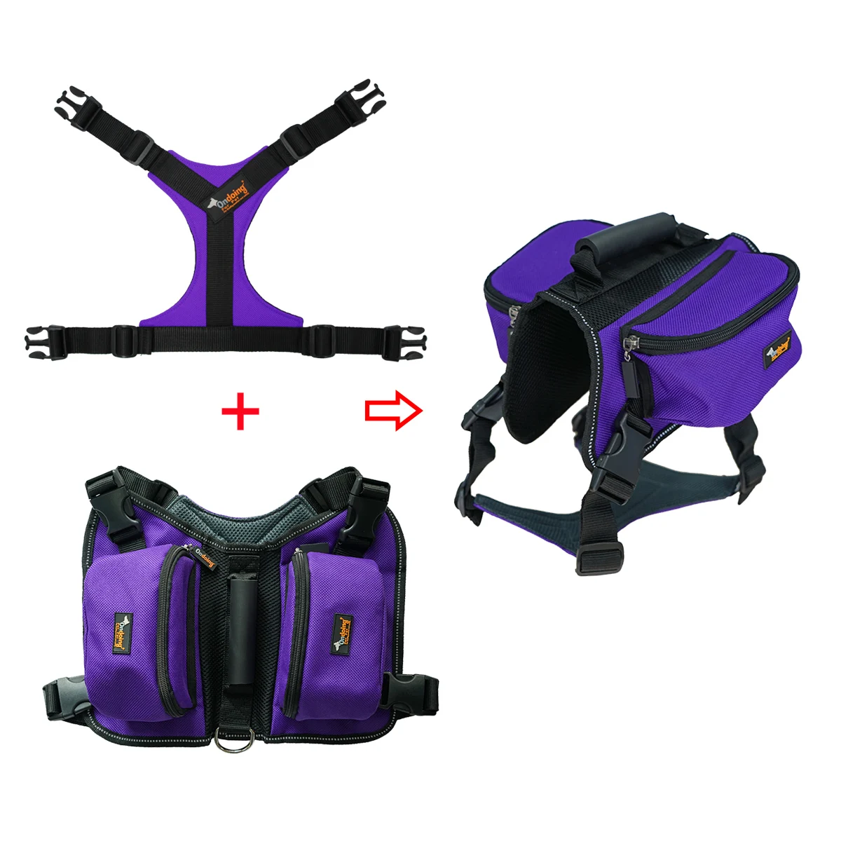 Pet Products Soft No Pull XL Dog Walking Chest Harness Vest with Backpack Bag