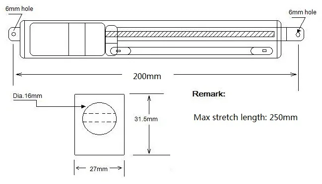 Imagem -04 - Motor Elétrico de Corrente Contínua 12v 24v Micro Atuador Linear 50 mm Polegadas Alta Velocidade 16 mm por segundo Max 200n Interruptor de Limite Embutido