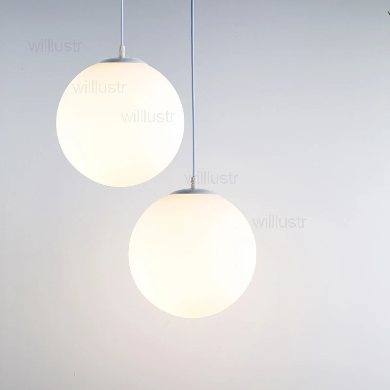 Glass Globe Pendant Lamp Global Suspension Light Hotel Office Cafe Bedroom Milk White Ball Round Hanging Ceiling Chandelier