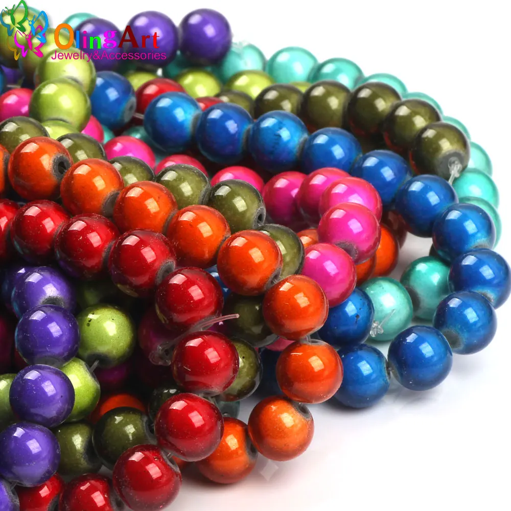 OlingArt 10mm 30pcs/lot Mixed Color 3D Illusion Miracle beads glass Spacer bead bubblegum Fantasy Style DIY jewelry making