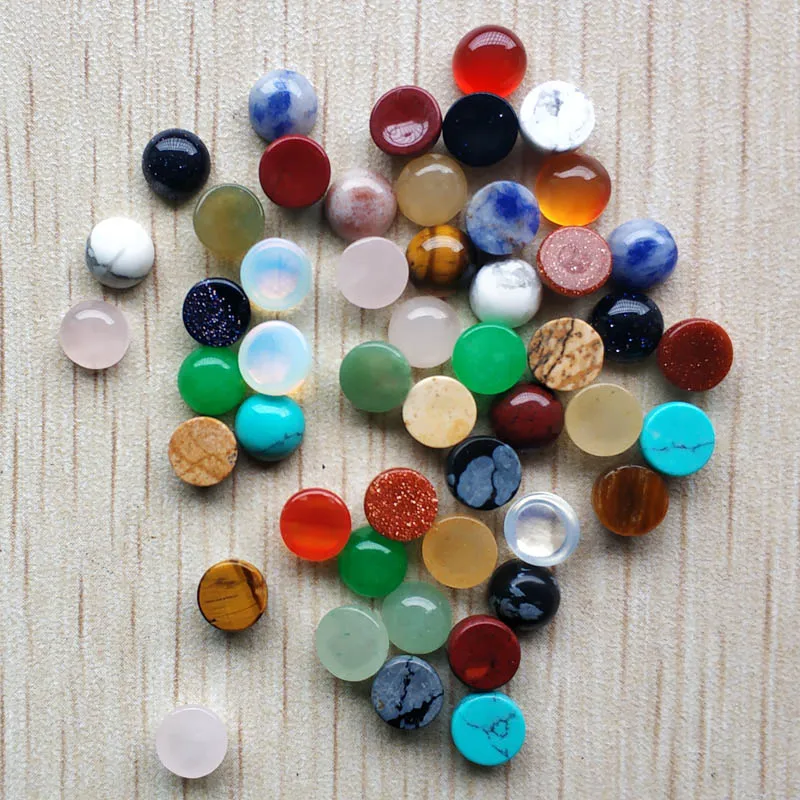 2020 Fashion high quality assorted natural stone round cab cabochon beads for jewelry Accessories 6mm wholesale 50pcs/lot free