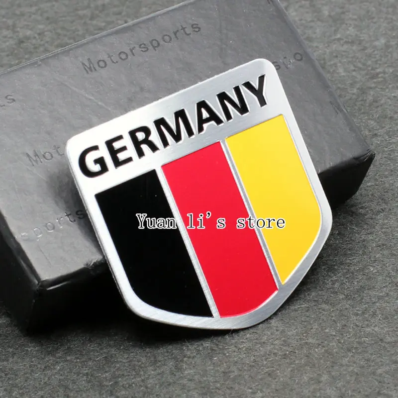 

1 Pcs Rear 3D Metal Car Emblem GERMANY GERMAN FLAG car emblem badge stick 50*50mm Car Styling