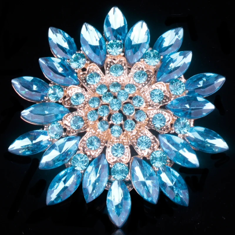 baiduqiandu Brand Classic Crystal Rhinestones Big Daisy Flower Brooches for Women Coat or Wedding Bouquets