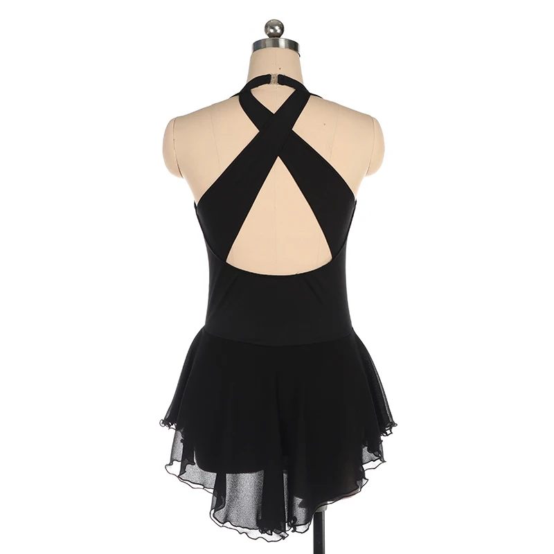 Figure Skating Skirt Woman Sexy Black Sleeveless Dress Girl Professional Skating Skirt To Use