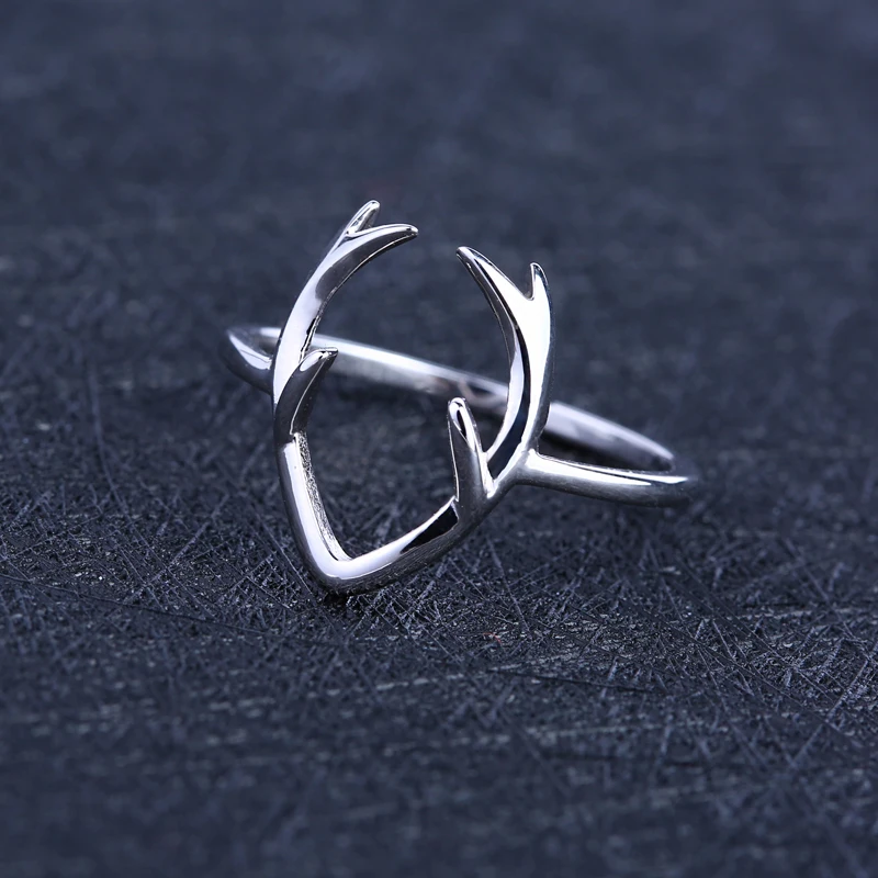 Solid 925 Sterling Sliver Ring Deer Antler Jewelry Fashion Deer Antler Ring In Silver Fashion Jewelry Free Shipping