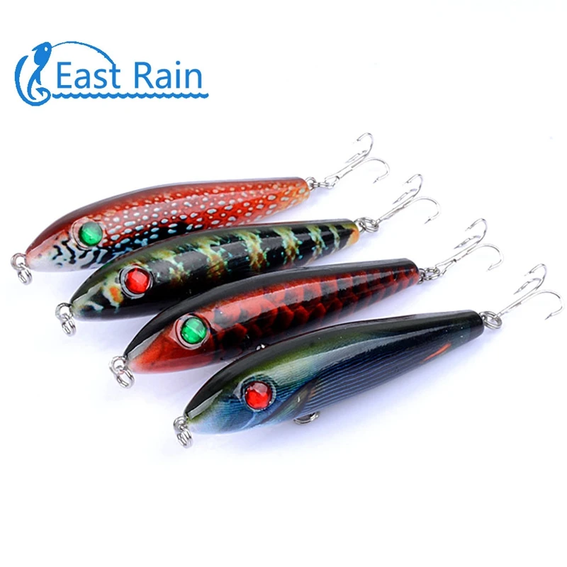 East Rain 9.5cm/11.5g Painted Lure Pencil Topwater Minnow Freshwater Saltwater Fishing Artificial Hard Bait