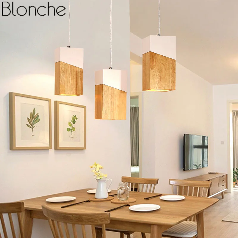 

Nordic Design Wood Pendant Lights Lamp Modern Simple Hanglamp Wooden Lampshade Creative Restaurant Cafe Home Decor Light Fixture