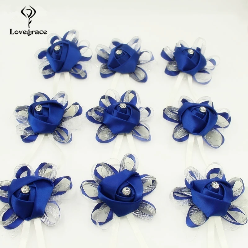 Lovegrace-ramillete de flores de rosas azules de seda de simulación, tocado DIY, sombrero, decoración de fiesta de boda, nuevo, 1 pieza, 3 piezas