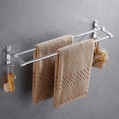 

Towel Bar Free Punching Space Aluminum Towel Stand Single Pole Double Pole Bathroom Kitchen Bathroom Hanging Rod Towel Rack