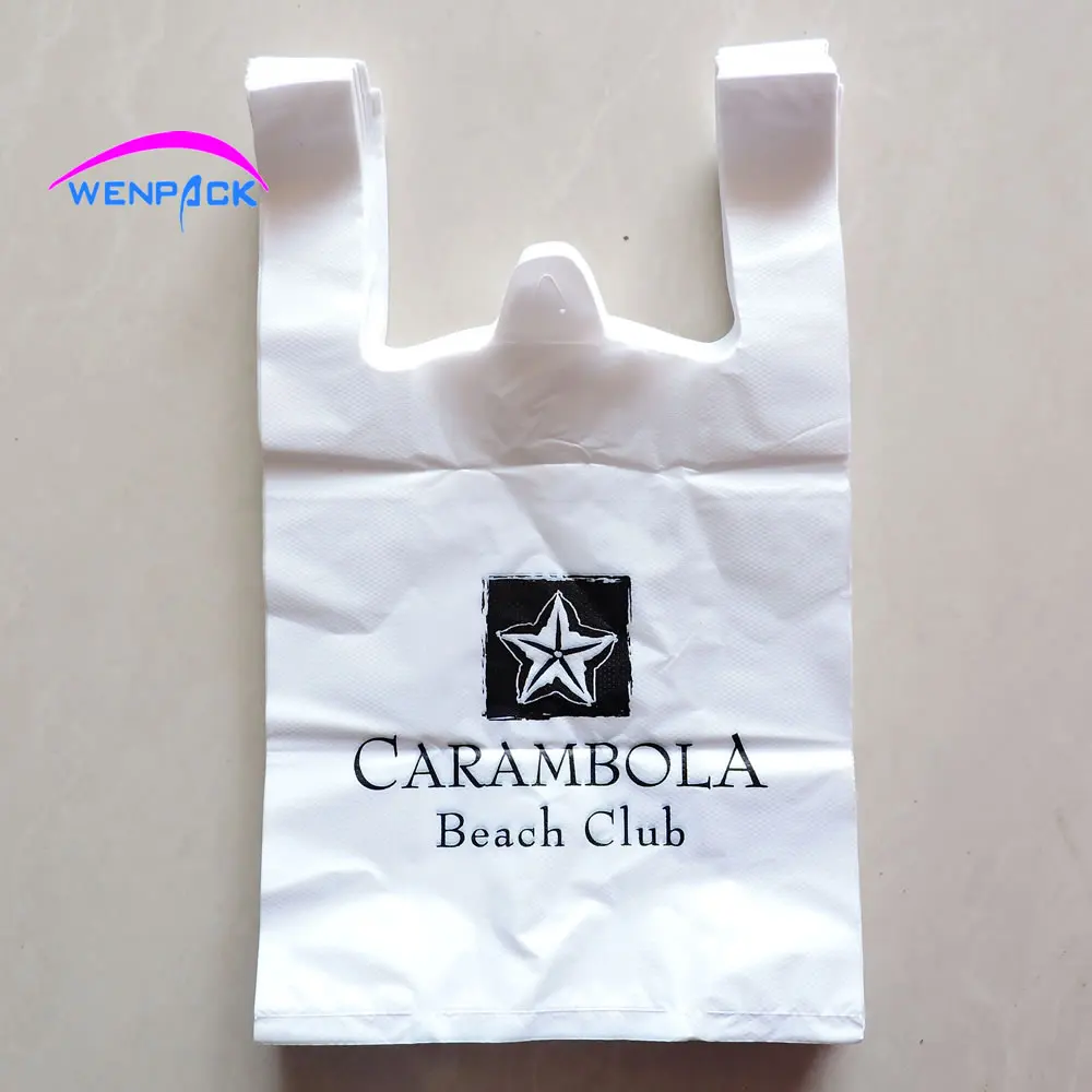 

Plastic Gift Bag with Custom Printed Logo, Shopping Vest Handle, 32x20x10cm