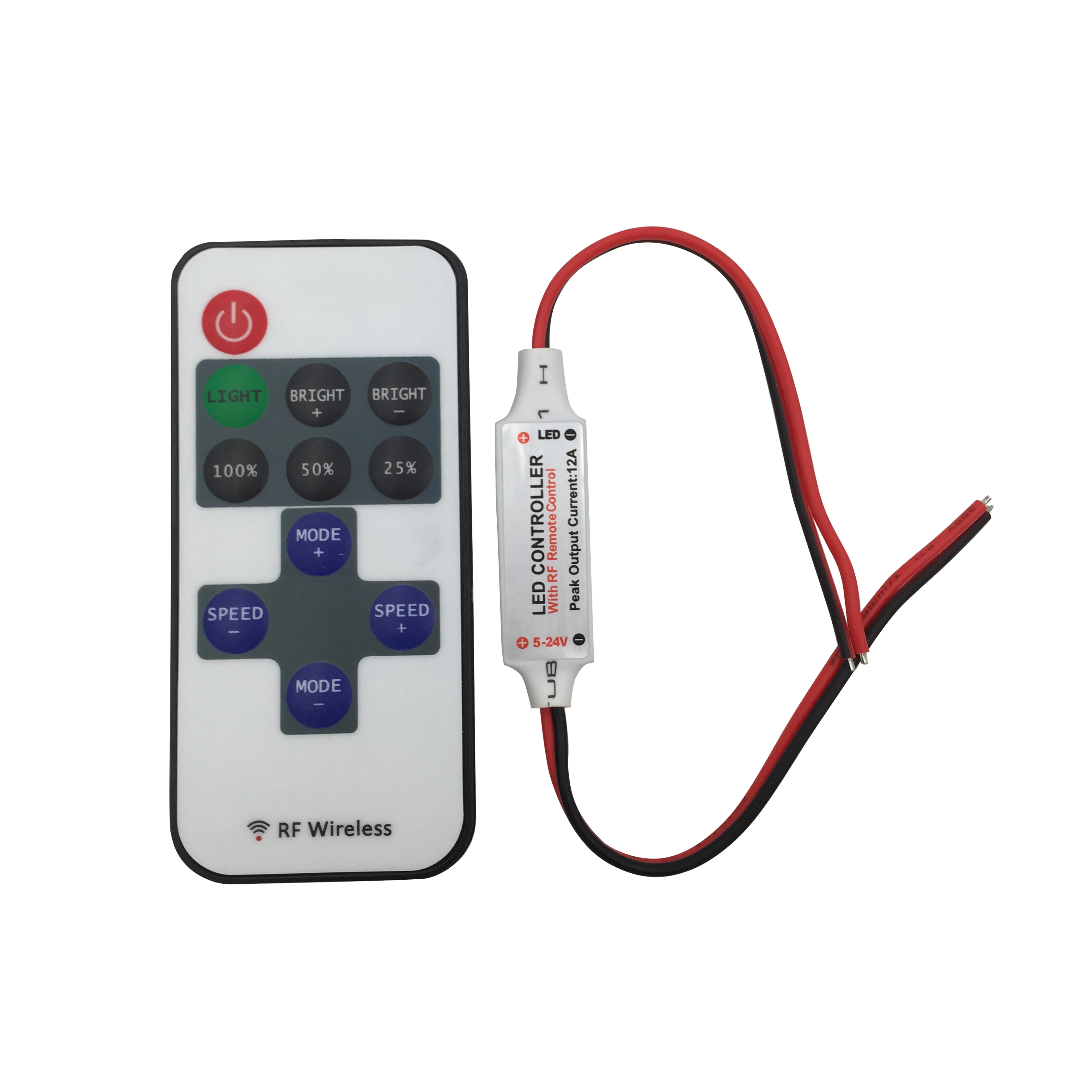 

5V-12V-24V DC led strip RF wireless mini remote frequency smooth dimmer DC & Wire connector brightness adjust 12V led controller