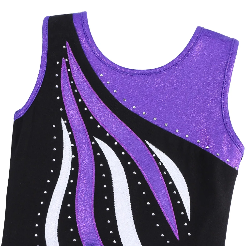 BAOHULU Black& Purple Stripe Toddler Girls Ballet Dress Athletic Dance Leotards Dress Ballet Gymnastics Leotards Kids Dace Wear