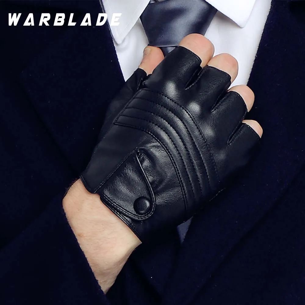 WarBLade 2021 High Quality Style Mens Leather Driving Gloves Fitness Half Finger Tactical Gloves Black Guantes Luva R223