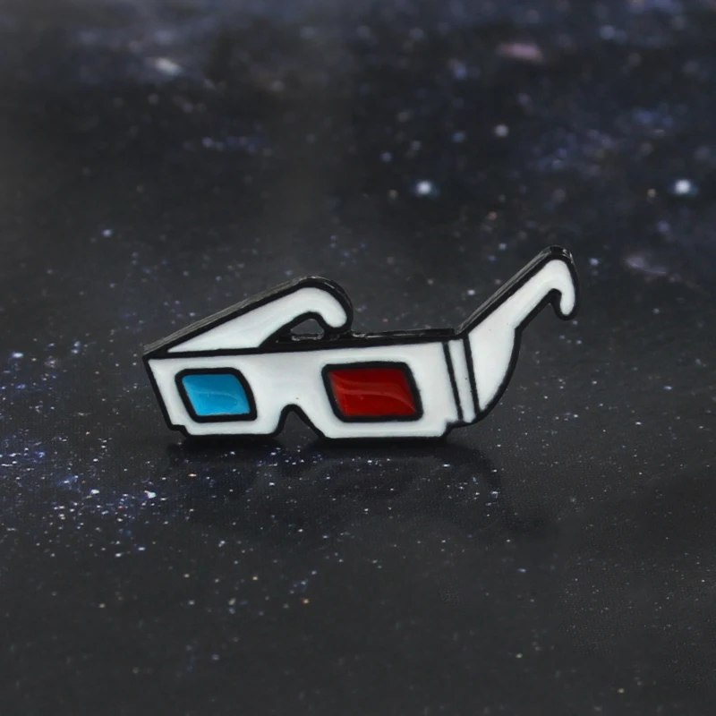 Retro 3D Glasses Brooch Red Blue Lens Everything Looks Better Hard Enamel Pin Leather Hat Badge Accessories Kid Personality Gift