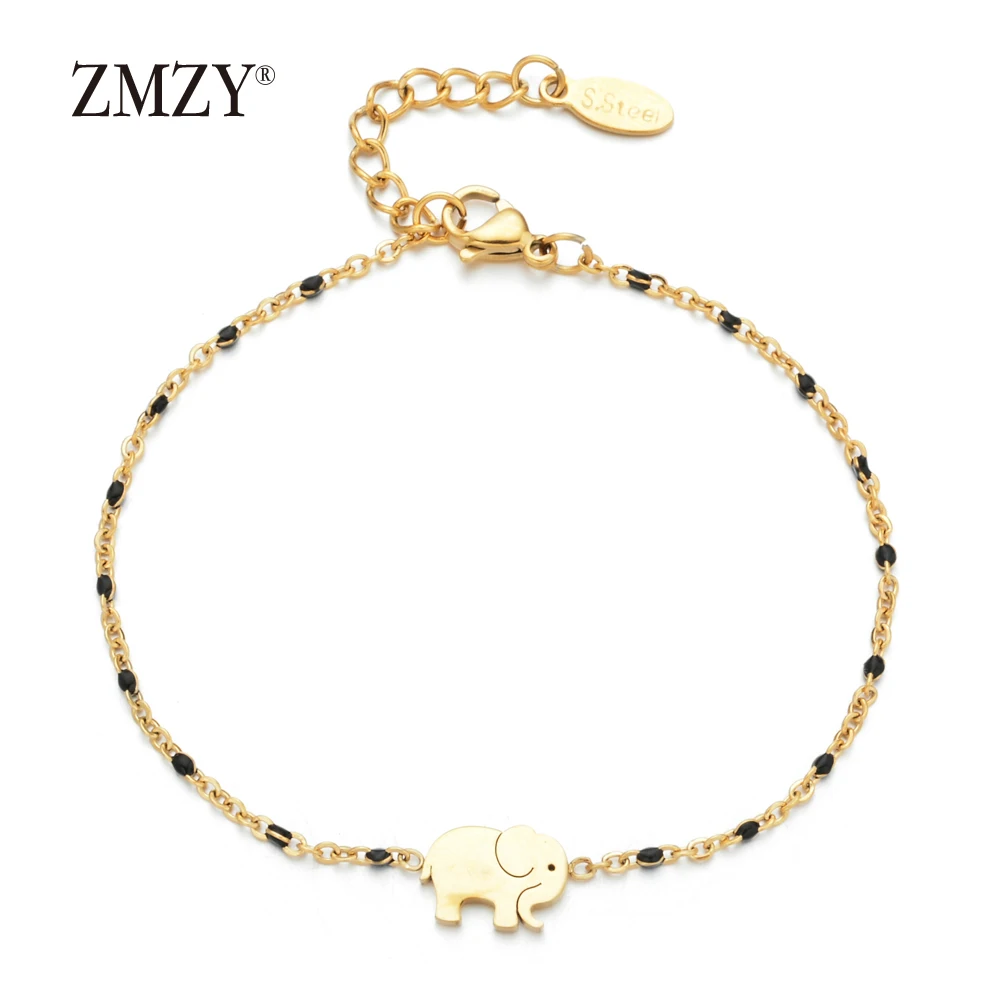 ZMZY Cute Charm Elephant Bracelet Friendship Bracelet Gift Bracelets for Women/Girls/Kids Gold Color Stainless Steel Jewelry