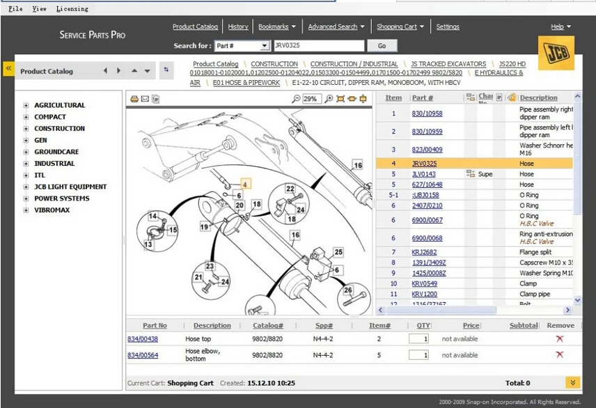 Nouveau catalogue de pièces JCB Pro, JCB Pro 1.17.002