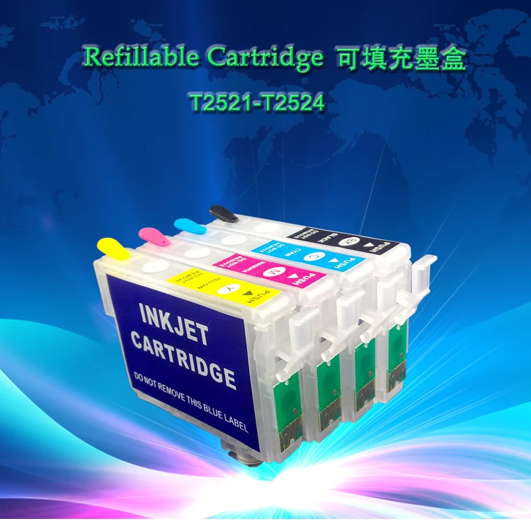 INK WAY T2521-T2524  series EMPTY Chipped Refillable ink cartridge for  WorkForce WF-3620 WF-3640 WF-7610 WF-7620