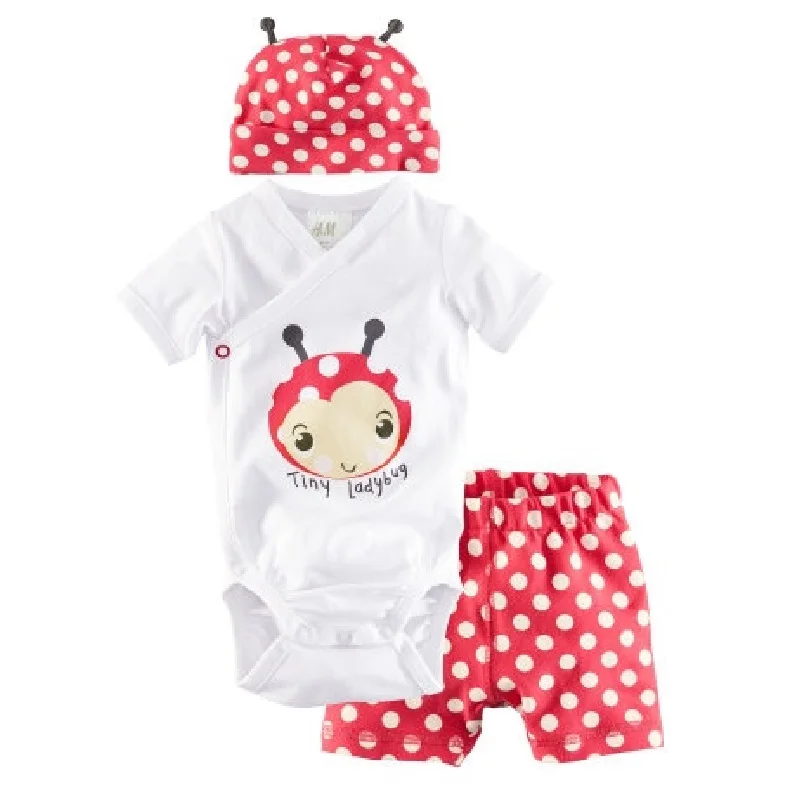 Hooyi ladybug baby bodysuit pant sets polka dot baby girl summer clothes  bebe clothing newborn jumpsuit girl set