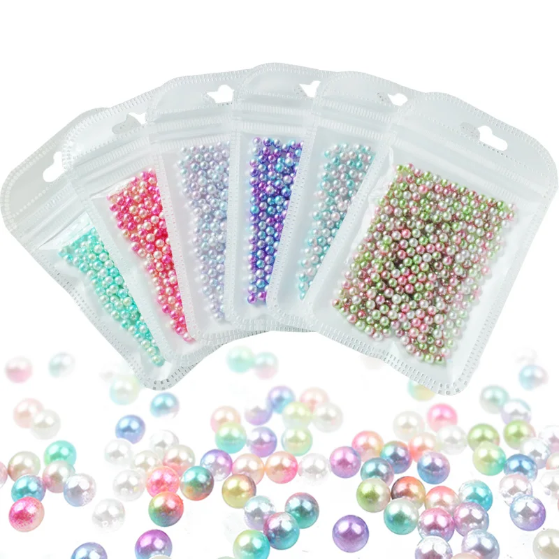 100-500PCS 3/4/5/6mm Rainbow Color Round Imitation ABS Pearl No-Hole Beads For Jewelry DIY Craft Scrapbook Decoration