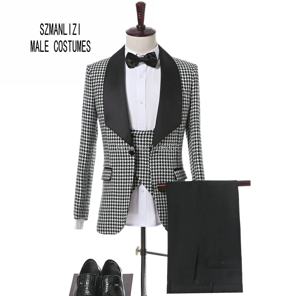 

Latest Coat Pant Design 2018 Italian Slim Fit Plaid Formal Suit Wear Groom Tuxedo Groomsmen Wedding Dinner Party Suit Bridegroom