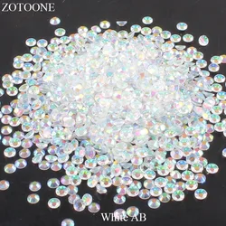 ZOTOONE White AB Resin Flat Back Crystal Nails strass Non Hotfix per la decorazione dei vestiti pietre E cristalli Applique E