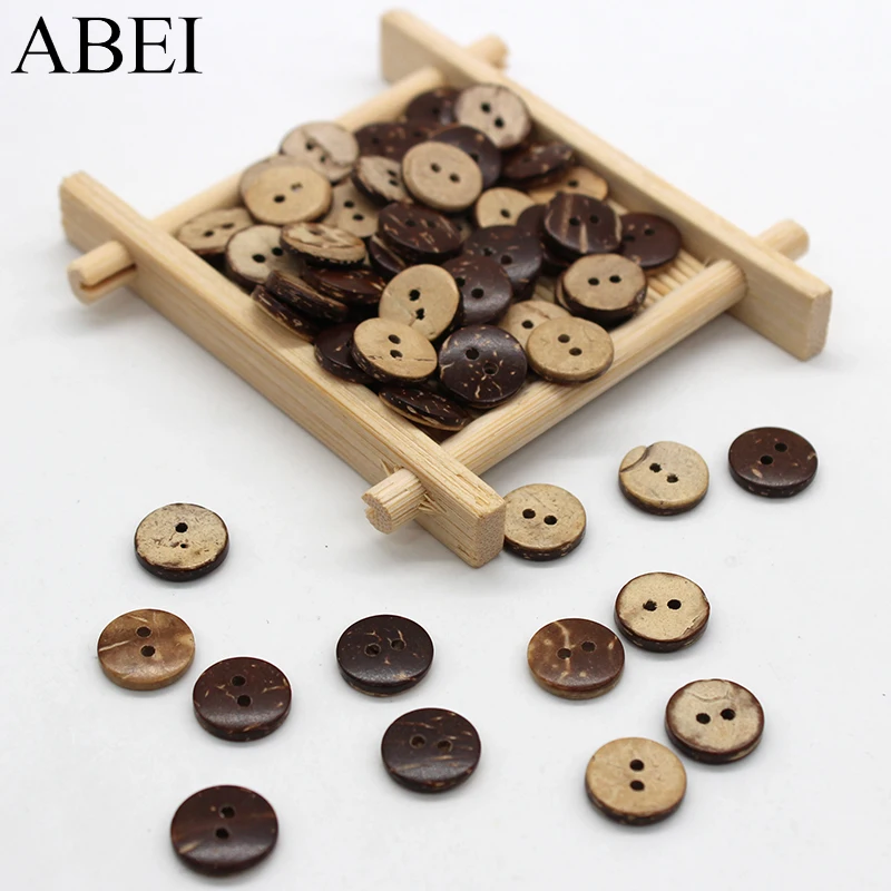 200pcs/lot 11mm Natural Coconut Tree Wood Buttons Sew Tools Ornaments Diy Handmade Apparel button Garment Accessories Supplier