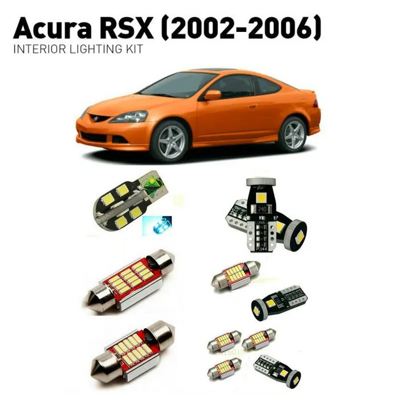 

Светодиодные внутренние фары для Acura RSX 2002-2006, 7 шт., светодиодные фары для автомобилей, комплект освещения, автомобильные лампы Canbus