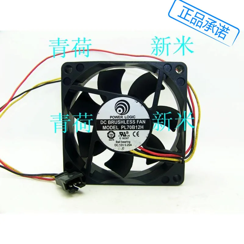 

USED POWER LOGIC 7025 PL70B12H 12V-0.25A double ball bearing 3lines test speed cooling fan