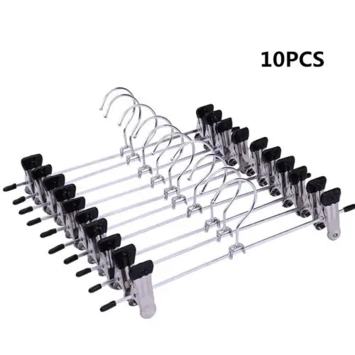 

Limit 100 10 Piece Stainless Steel Pants Racks Holder Clothing Wardrobe Hangers Clip Peg Trousers Clamp Hanger Holders Container