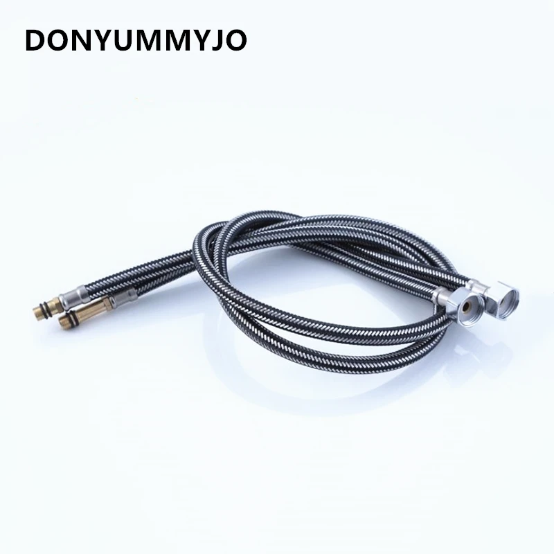 2pcs/set Kitchen Sink Tap Hose Nylon Stainless Steel Wire Lengthened Long Soft Connection Fittings Faucet Hot and Cold Hoses