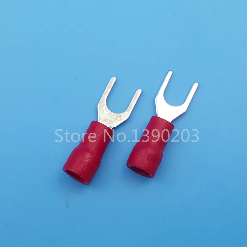 1000Pcs Rode SV1.25-4 Gevorkt Pre-Isolerende Vork Spade 22-16AWG Draad Crimp Terminals Connector