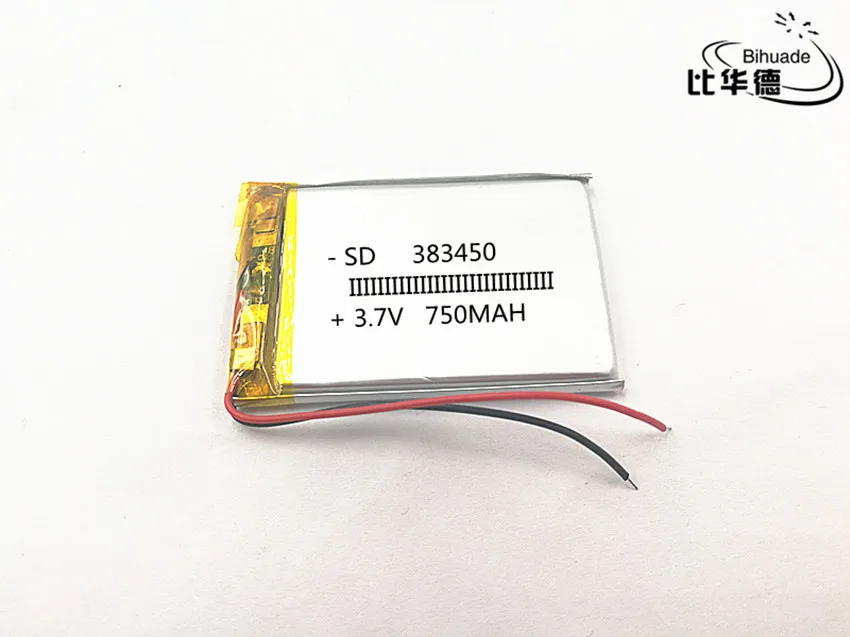 10pcs/lot 3.7V,750mAH,383450 PLIB; polymer lithium ion / Li-ion battery for GPS,mp3,mp4,mp5,dvd