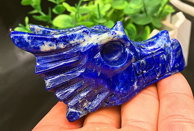 

150-200g Natural lapis lazuli Dragon Skull/Head crystal healing carving